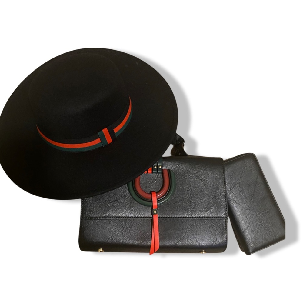 Strip handbag and hat set - Picture 2 of 2